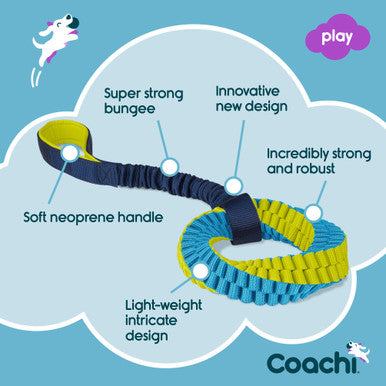 Coachi Tuggi Helix Toy for Dogs - Navy, Lime & Light Blue