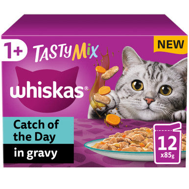 Whiskas 1+ Cat Pouches Tasty Mix Catch Of The Day In Gravy