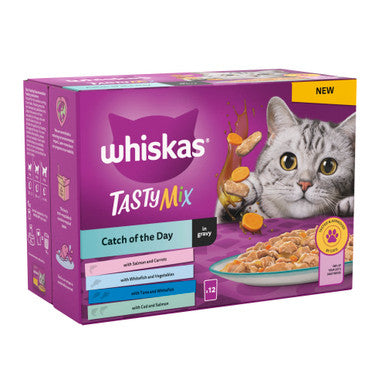 Whiskas 1+ Cat Pouches Tasty Mix Catch Of The Day In Gravy