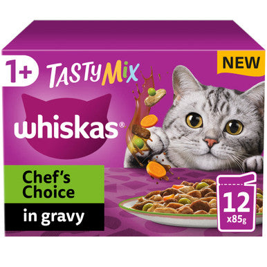 Whiskas 1+ Cat Pouches Tasty Mix Chefs Choice In Gravy