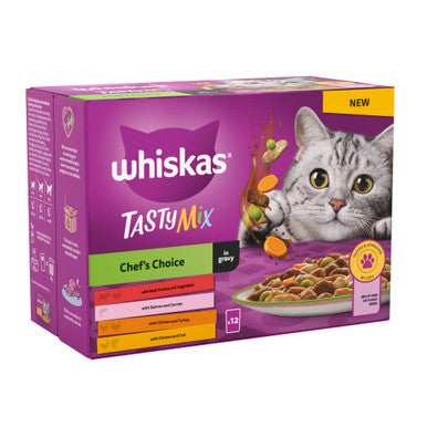 Whiskas 1+ Cat Pouches Tasty Mix Chefs Choice In Gravy