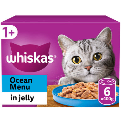 WHISKAS 1+ Cat Tins Ocean Menu in Jelly