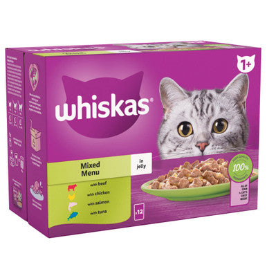 Whiskas 1+ Cat Pouches Mixed Menu In Jelly 12 x 85g