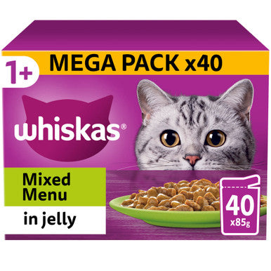 Whiskas 1+ Cat Pouches Mixed Menu In Jelly 40 x 85g