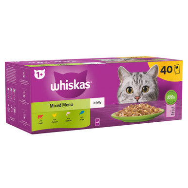 Whiskas 1+ Cat Pouches Mixed Menu In Jelly 40 x 85g