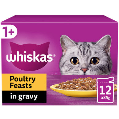 Whiskas 1+ Cat Pouches Poultry Feasts In Gravy