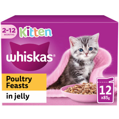 Whiskas 2-12Mths Cat Pouches Poultry Feasts In Jelly