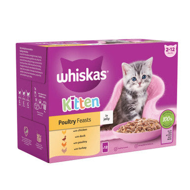 Whiskas 2-12Mths Cat Pouches Poultry Feasts In Jelly