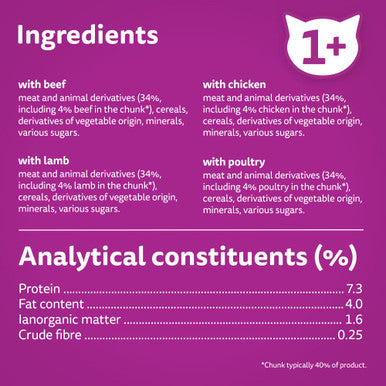 Whiskas 1+ Cat Pouches Meaty Meals In Gravy