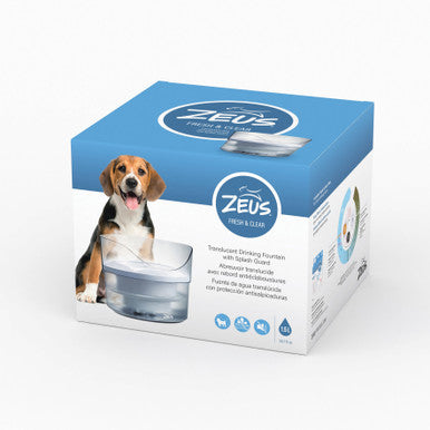 Zeus Fresh and Clear Splash Guard Dog Drinking Fountain