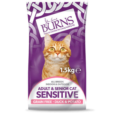 Burns Sensitive Grain-free Adult/Senior Dry Cat Food - Duck & Potato