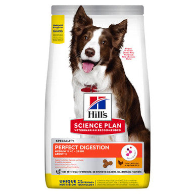 Hill's Science Plan Perfect Digestion Medium Adult 1+ Dry Dog Food - Chicken & Brown Rice