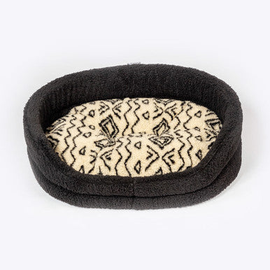 Danish Design Sherpa Fleece Neutral Geometric Slumber Black/Cream Adult Dog Bed