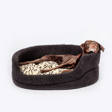 Danish Design Sherpa Fleece Neutral Geometric Slumber Black/Cream Adult Dog Bed