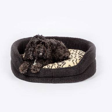 Danish Design Sherpa Fleece Neutral Geometric Slumber Black/Cream Adult Dog Bed