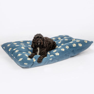 Danish Design Sherpa Fleece Harbour Paw Deep Duvet Blue Adult Dog Bed