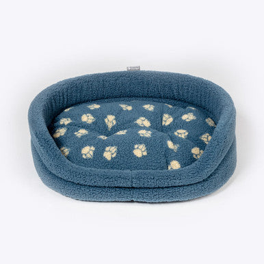 Danish Design Sherpa Fleece Harbour Paw Slumber Blue Adult Dog Bed