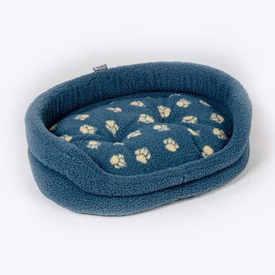 Danish Design Sherpa Fleece Harbour Paw Slumber Blue Adult Dog Bed