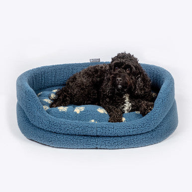 Danish Design Sherpa Fleece Harbour Paw Slumber Blue Adult Dog Bed