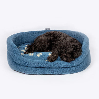 Danish Design Sherpa Fleece Harbour Paw Slumber Blue Adult Dog Bed