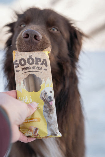 Soopa Grain-free Adult Dog Jumbo Dental Sticks - Banana & Peanut Butter