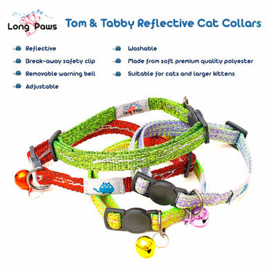 Long Paws Tom & Tabby Reflective Adjustable Cat Collar