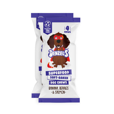 Denzel’s Superfood Soft-Baked Dog Chew Sticks - Banana, Berries & Salmon