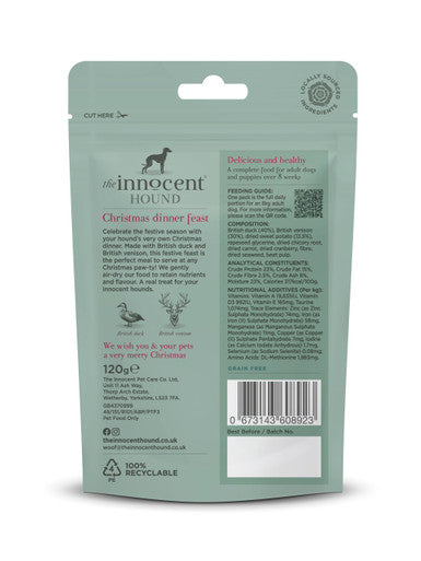 The Innocent Hound Adult & Puppy Air Dried Dog Treat - Christmas Dinner Feast with British Venison