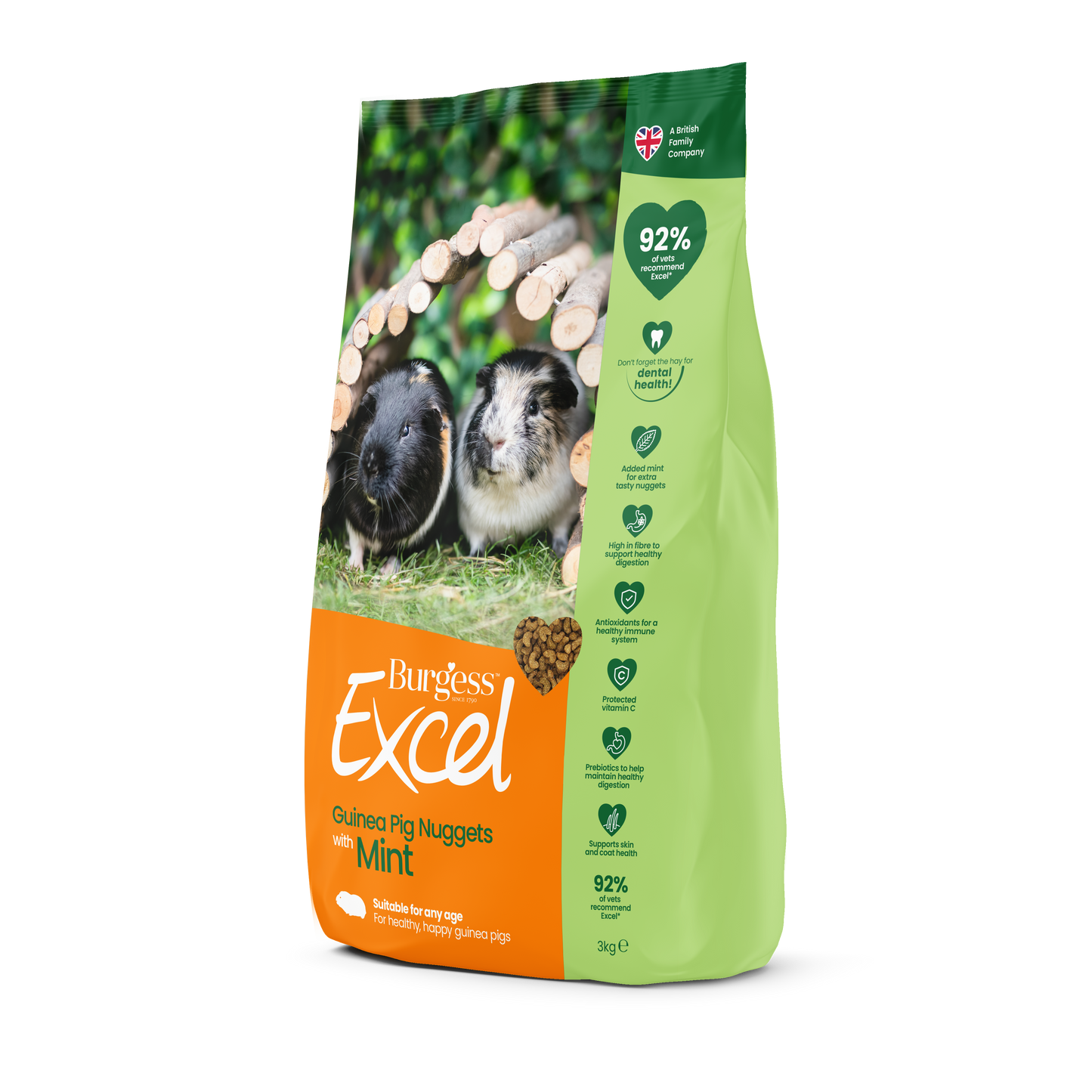 Burgess Excel Adult Guinea Pig Nuggets - Mint 3kg