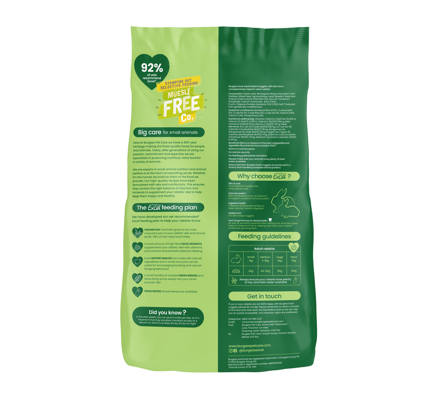 Burgess Excel Adult Rabbit Nuggets - Mint 3kg