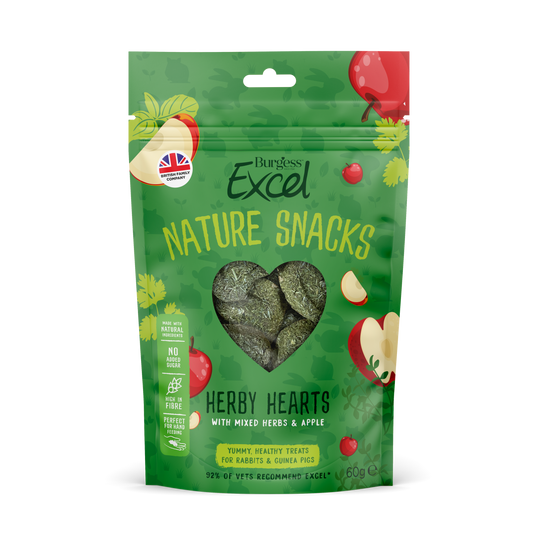 Burgess Excel Nature Snacks Herby Hearts Treats - Mixed Herbs & Apple
