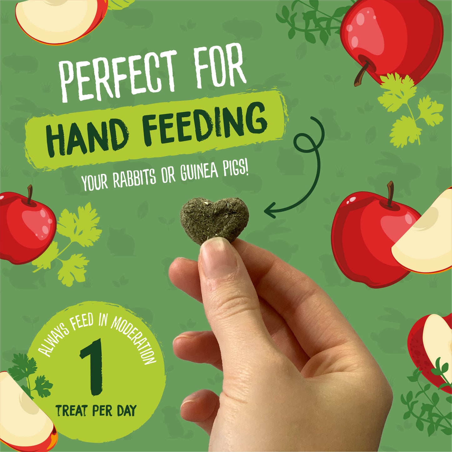 Burgess Excel Nature Snacks Herby Hearts Treats - Mixed Herbs & Apple