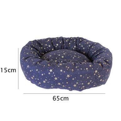 Starry Nights Star Navy Donut Dog Bed