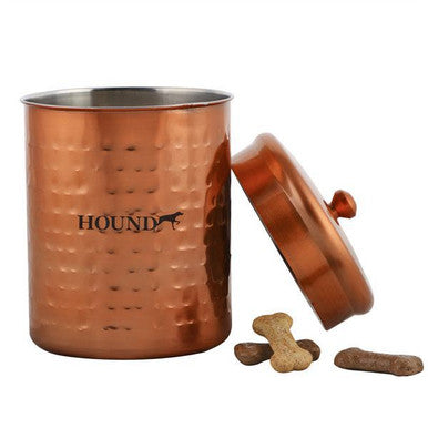 Hound Hammered Antique Copper Finish Dog Pet Treat Cannister