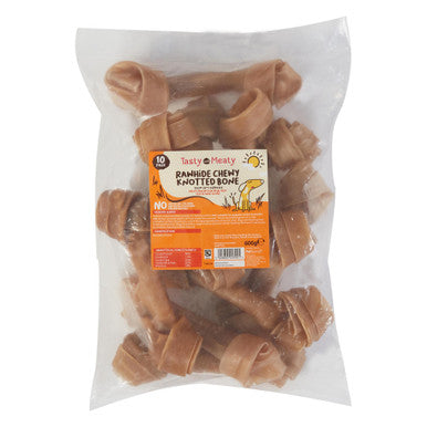 Tasty and Meaty Rawhide Chewy Knotted Bone Adult Dog Treats