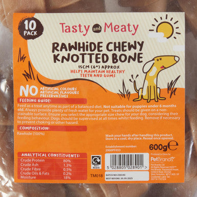 Tasty and Meaty Rawhide Chewy Knotted Bone Adult Dog Treats