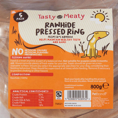 Tasty and Meaty Rawhide Pressed Ring Adult Dog Treats