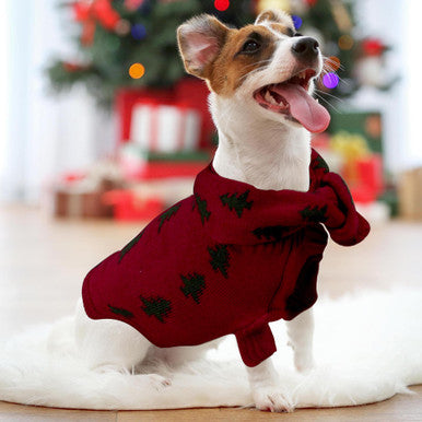 Festive Collection Tree Printed Red Dog Jumper