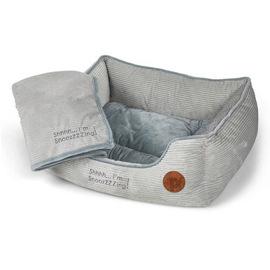 Petface Grey Cord Square Dog & Cat Bed