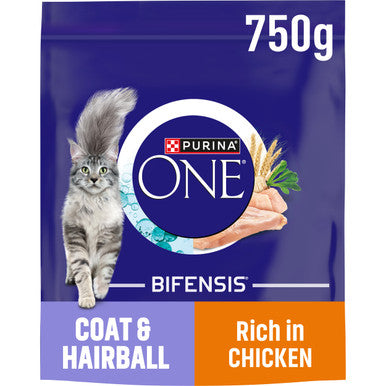 Purina One Coat & Hairball Adult Dry Cat Food Rich in Chicken