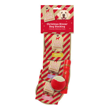 Cupid & Comet Christmas Dinner Dog Stocking