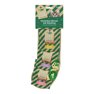 Cupid & Comet Christmas Dinner Cat Stocking