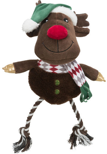 Trixie Christmas Multicolour Plush Rope Reindeer Dog Toy