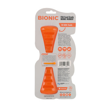 BIONIC Urban Stick Treats Holding Orange Dog Chew Toy