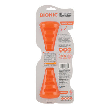 BIONIC Urban Stick Treats Holding Orange Dog Chew Toy