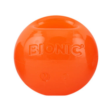 BIONIC Bounce Treats Holding Orange Dog Ball Toy