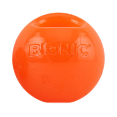 BIONIC Bounce Treats Holding Orange Dog Ball Toy