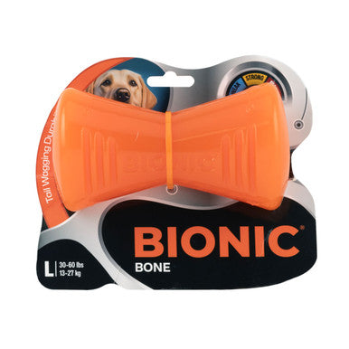 BIONIC Bone Treats Holding Orange Dog Chew Toy