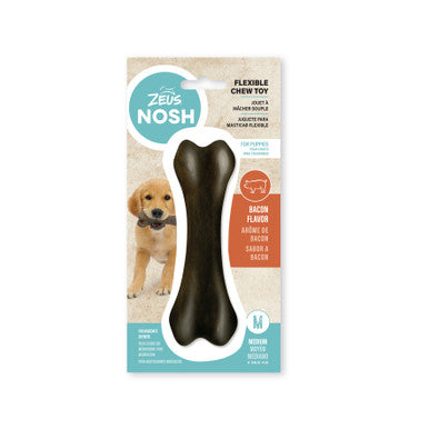 Zeus Nosh Flexible Bacon Flavour Dog Chew Bone Toy