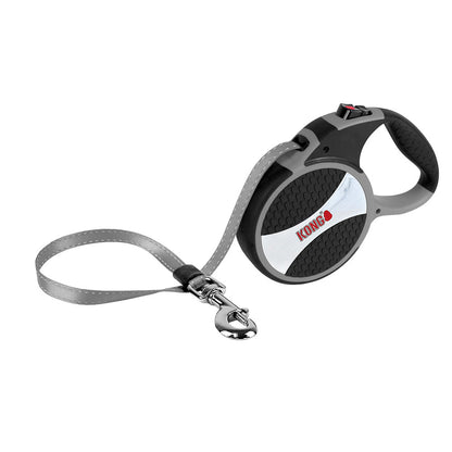 Front View of KONG Explore Retractable Grey Dog Lead